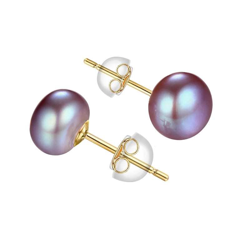 Natural Freshwater Pearl Stud Earrings Real 925 Sterling Sliver Earring Cultured White Pearl for Women Earring Jewelry Wholesale