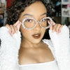 Simple Round Rhinestone Sunglasses Frames No Lenses Rave Accessories Fashion Designer Hollow Alloy Face Jewelry Frames for Women