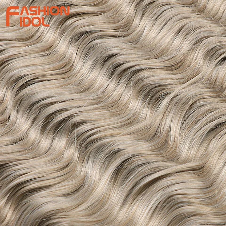 FASHION IDOL 24 Inch Synthetic Hair Water Wave Braiding Hair Extensions Ombre Rainbow color Deep Wave Curl Twist Crochet Hair