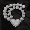 THE BLING KING Iced Out Big Heart Chain Collar Y2K 17mm Choker For Women Girl Micro Paved 5A Cubic Zircon Lovely Wedding Jewelry