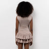Women's Solid Pleated Short Dress Sleeveless O-neck Fashion Elegant Simple Mini Bodycon Dresses Slim Street Casual Party Holiday