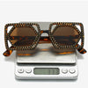 Square Luxury Diamonds Sunglasses Women Punk Fashion Rhinestone Sun Glasses Female Shiny Sexy Yellow Lens Eyewear Shade Handmade