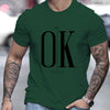 Men's 100 Cotton Summer Loose Fit   OK Printed T-shirt Tops Cool Design Street Short Sleeve Top Tee Cotton Clothing