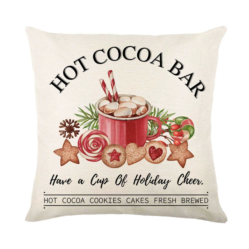 Linen Christmas Pillow Cover Snowman Elk Pillow Case 2024 Christmas Decoration for Home New Year Sofa Car Cushion Cover 45x45cm