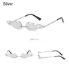 Fashion Fire Flame Sunglasses Women Men Rimless Wave Sun Glasses UV 400 Eyewear Luxury Trending Narrow Sunglasses