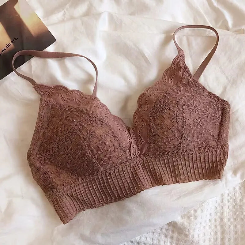 Lace Floral Sexy Lingerie Adjustable Push Up Bras Comfortable Wireless Bralette Intimates Underwear Brassiere Women