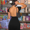 BOOFEENAA Short Sleeve Backless Long Dresses Sexy Outfits for Women Clothes Basics Casual Bodycon Grey Black Dress C71-BH23