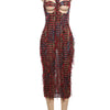 Weird Puss Sexy Hollow Dress Women Knit Colorful Tassel Backless Y2k Summer Trend Stretch Sleeveless Elastic Bodycon Clubwear