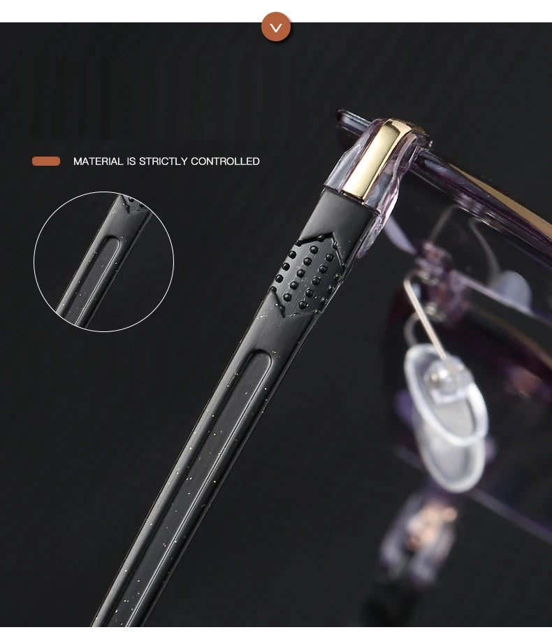 Men Blue Light Blocking Reading Glasses Women Dimond Cutting Rimless Eyeglasses Frame Anti Fatigue Hyperopia Presbyopic Eyewear