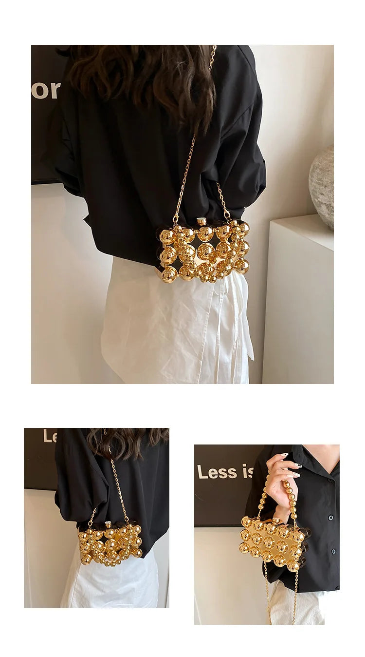 Mini Gold Chain Crossbody Bags for Women 2024 Y2K Korean Fashion Lady Evening Party Shoulder Bag Handbags and Purses