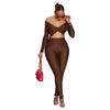 Leosoxs Women Hollow Out Sexy Party Clubwear Long Sleeve Jumpsuits 2024 Winter Autumn Slash Neck Crop One Piece Suit Rompers