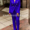 Women Pants Set Two Piece Sets Turn Down Collar White Blazer Elegant Coats Matching Sets Work High Waist Long Pants Suits