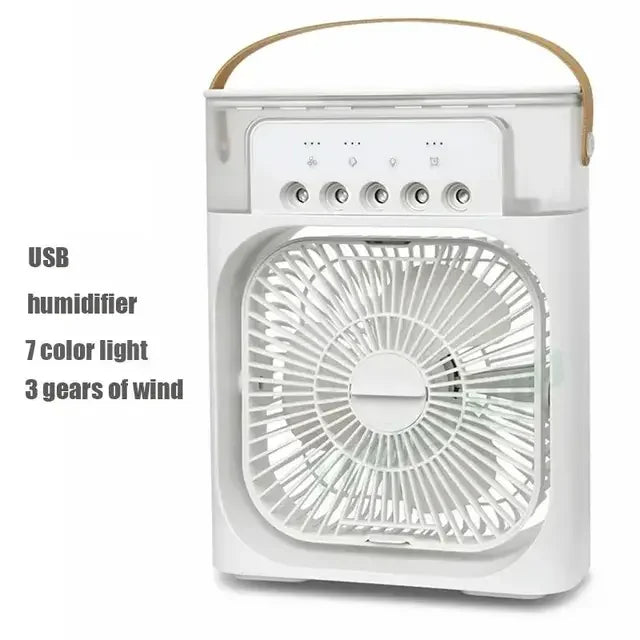 Ar condicionado portátil com luzes noturnas LED, 3 em 1 ventilador, pequeno refrigerador de ar, umidificador, casa fãs, Dropship