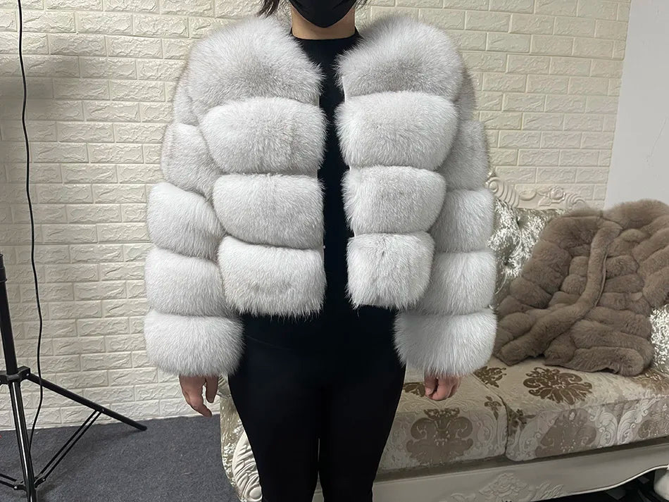 2025 MAOMAOKONG Natural Real Fox Fur Coat Women Winter Long Sleeve Luxury Raccoon Fur Jackets Thick Top Female Furry Coat Vest