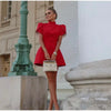 Elegant Womens Luxury Hollow Out Red Bow Casual Mini Dress Bow Evening Party Formal Short Dresses New Black White Gowns Street