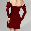 TWOTWINSTYLE Solid Patchwork Appliques Sexy Mini Dresses For Women Strapless Long Sleeve Slimming Evening Party Dresses Female