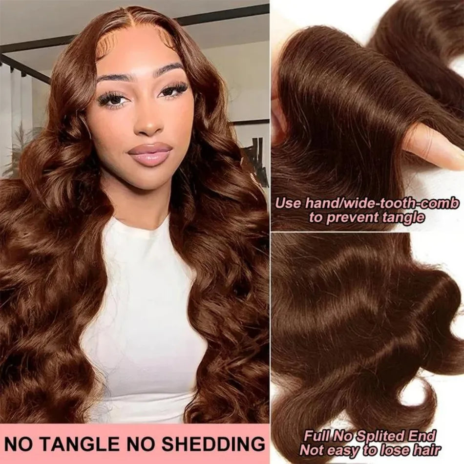 13X6 Hd Lace Frontal Wig Chocolate Brown Human Hair Wigs Body Wave Lace Front Wigs Pre Plucked Brazilian For Black Women 30 Inch