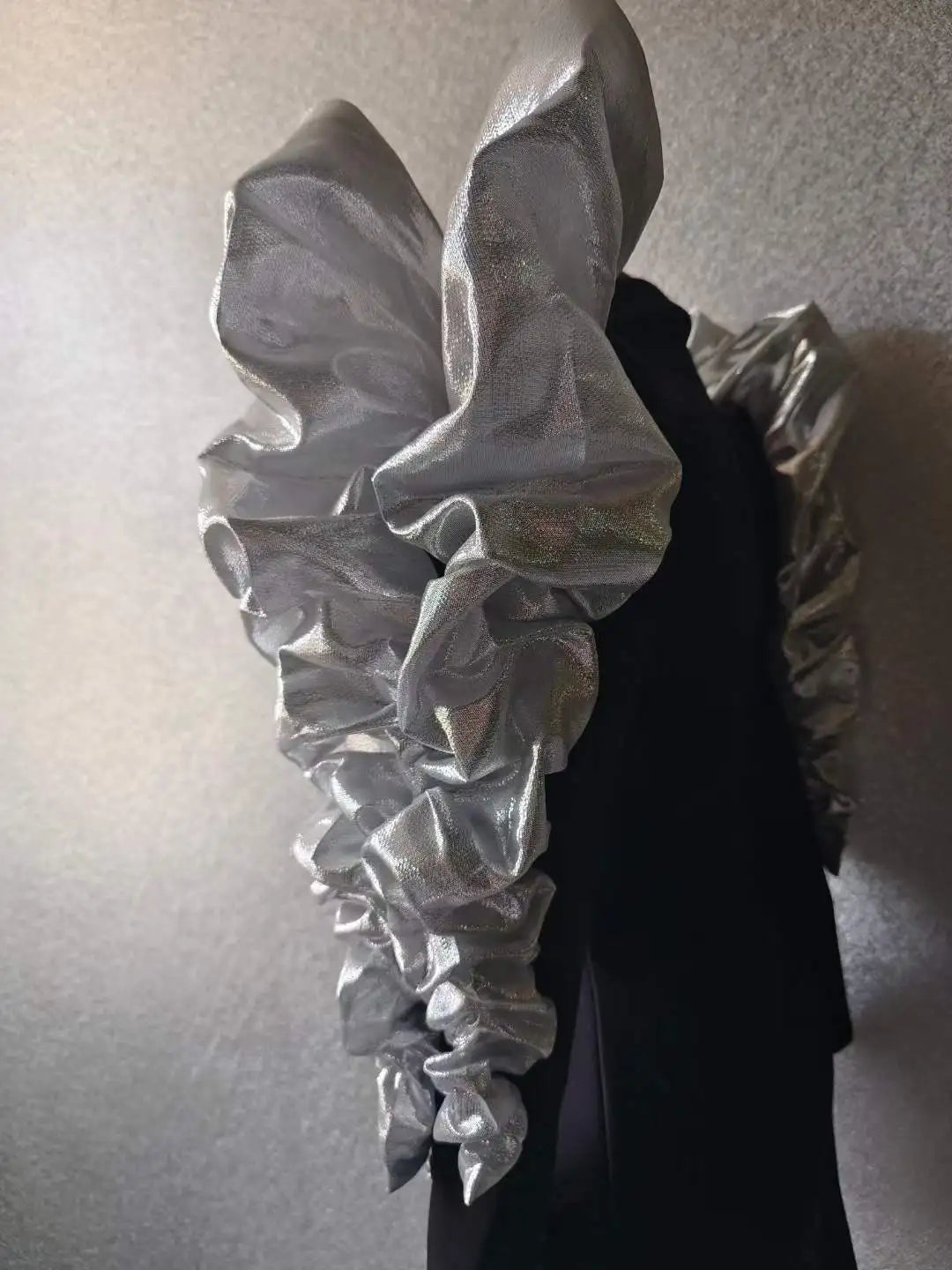 Sparkly Sequins Rhinestones Big Sleeves Black Jacket Sexy Singer Dancer Nightclub Jazz Dance Costume Performance Show Stage Wear