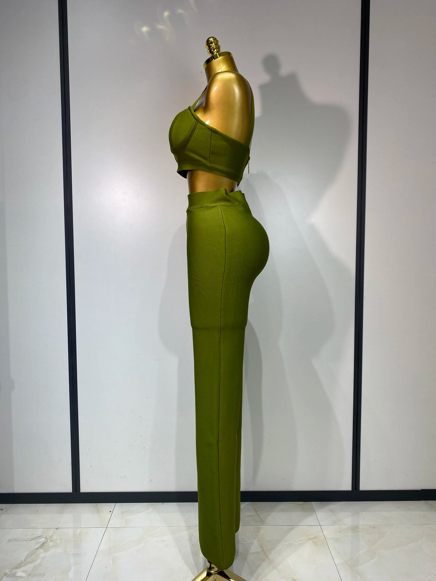 High Quality Elegant Bandage Top Pant Set Women Sexy Evening Party Nightclub Luxury Birthday High Street Fashion Two Piece Set