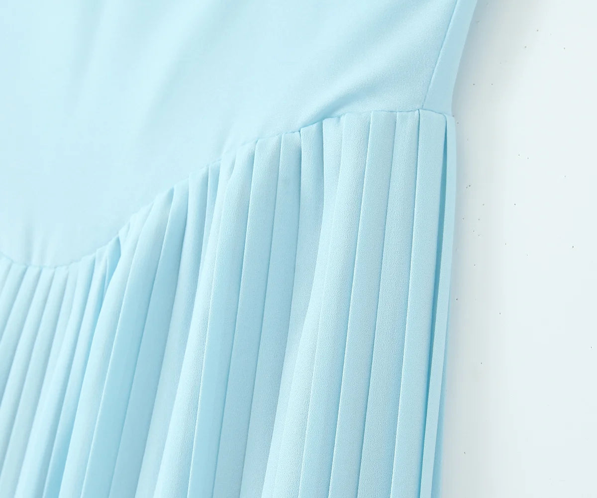 Pure sexy French high-end tube top one-shoulder dress female long seaside holiday pleated skirt