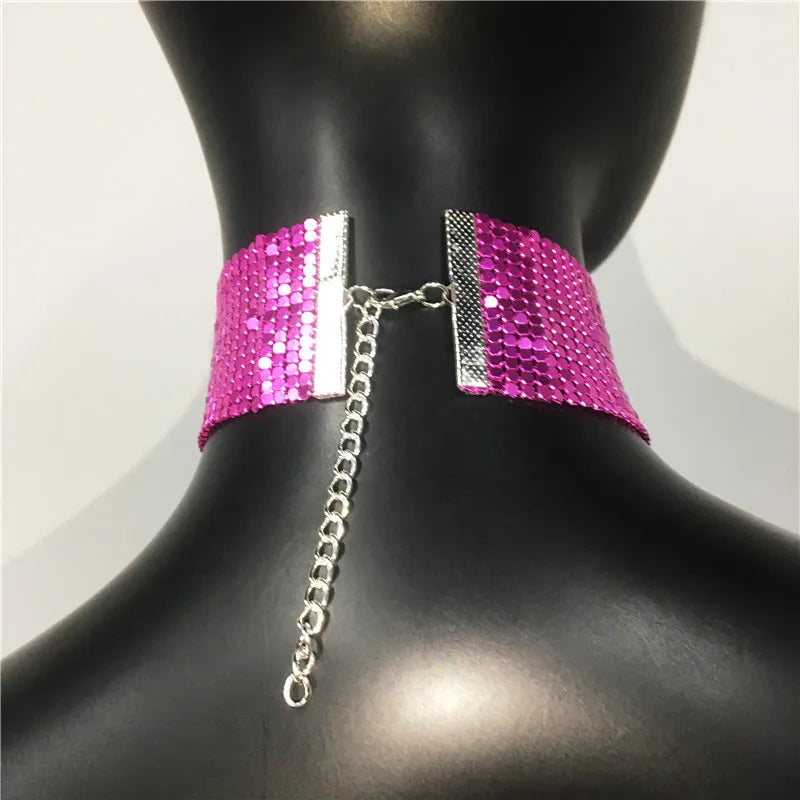 Fashion Metal Sequins Chokers Necklace Jewelry Women Statement Choker Wedding Necklace Jewelry Accessories For A Gift