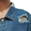 Fashion Broken Holes Long Sleeve Short Denim Jacket Ladies Trend Streetwear Casual Outerwear Women's Double Button Splicing Coat