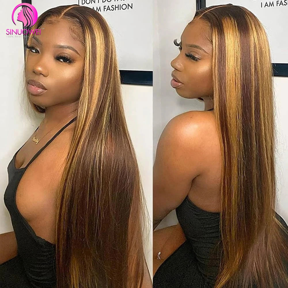 P4/27 Color Highlight Wigs 13x4 Lace Frontal Wig For Women Straight Lace Front Human Hair Wigs Preplucked Wig 100% Human Hair