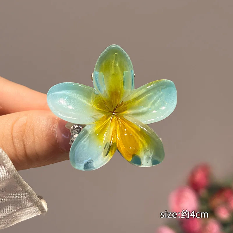 6Pcs Gradient Hair Clips New Flower Hair Claws Small Size Fashion Headwear Hairpin Crab Barrette Hair Accessories for Women