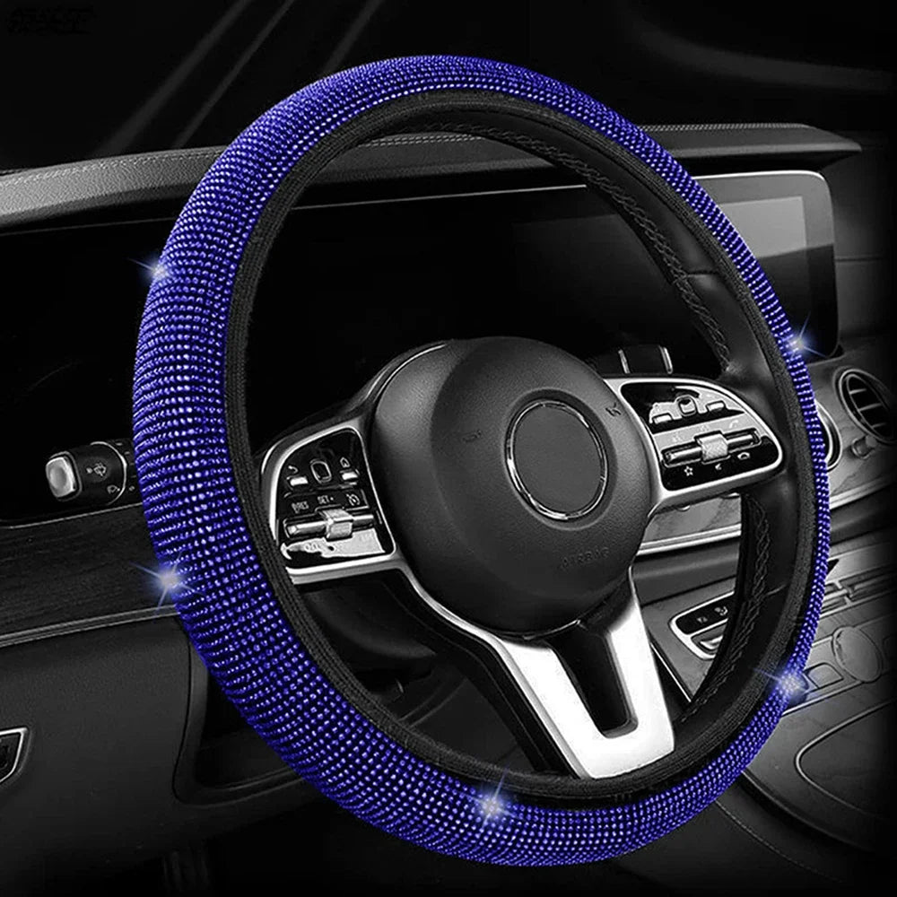 Bling Car Steering Wheel Cover W/ Crystal Diamond Sparkling Car Suv Rhinestones Steering Wheel Protector Vehicle Auto Decoration