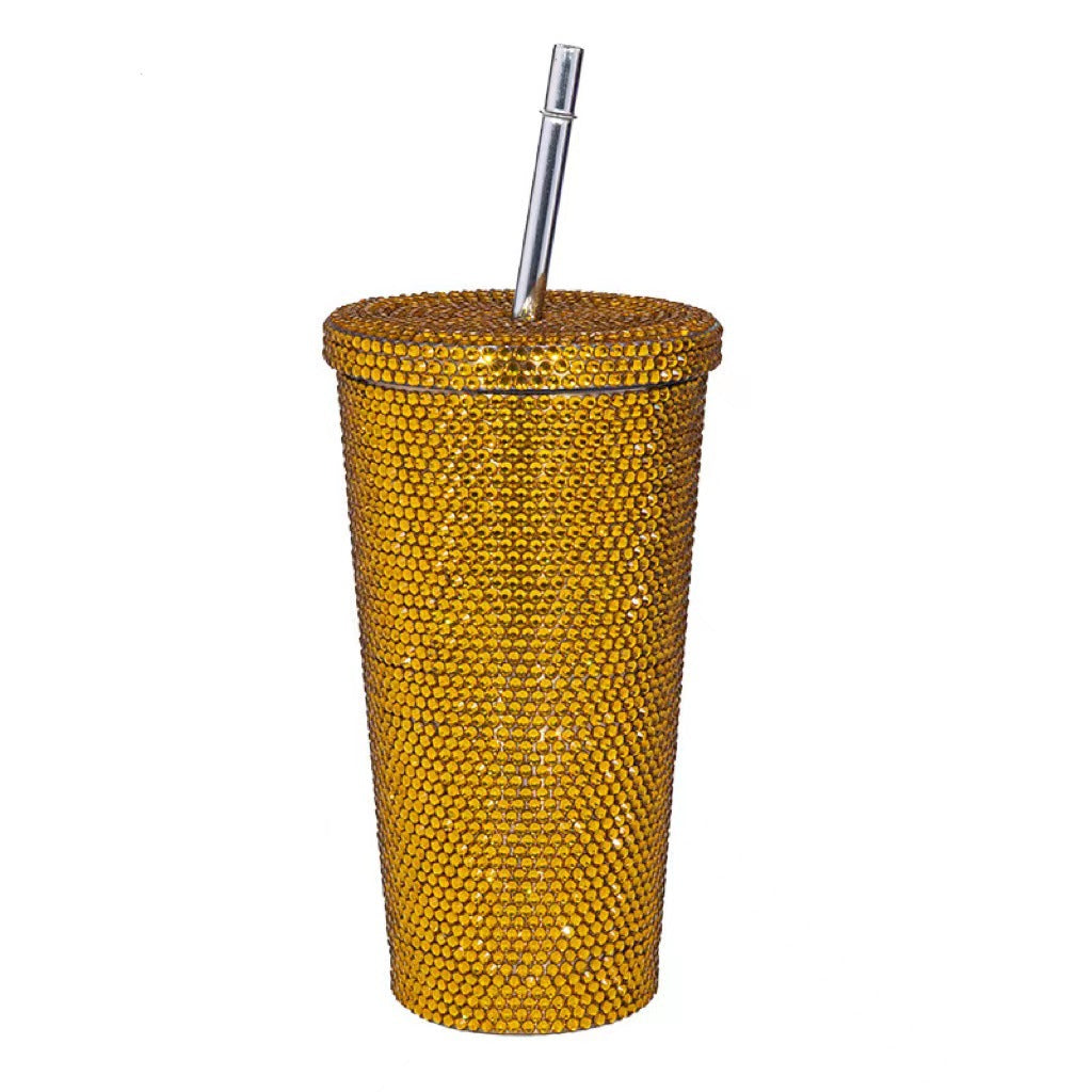 1 Pc Rhinestone Coffee Cup Gift Cup Rhinestone Rhinestone Thermos Cup Double Stainless Steel Straw Cup Coffee Mug  Water Bottles