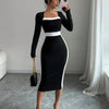 Autumn Winter Sweater Dress for Women 2024 New Arrivals Square Neck High Waist Long Knitted Dress Korean Maxi Dresses