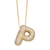 FLOLA Chunky Clear Crystal Initial Necklaces For Women Bubble Letter Necklace Custom Name Jewelry Birthday Gifts nkeb798