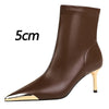 BIGTREE shoes Autumn Winter Boots Metal Pointed tip Women Boots Fashion Leather Boots High Heels Stilettos New Women Ankle Boots
