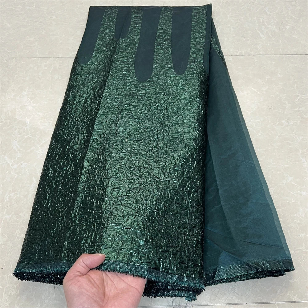 2025 African Nigerian Tulle Lace Fabric Organza Embroidery High Quality Brocade Jacquard 5Yard for Party Gown Dress YXZ157