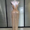 Summer New Women Sexy Strapless Two Pieces Set Glitter Night Club Skirt Suits Laced Singer Dancer Stage Performance Costume