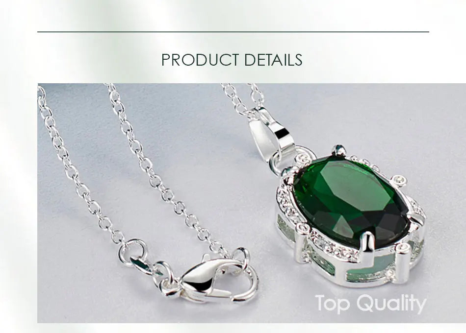 DOTEFFIL 925 Sterling Silver Green Zircon AAAAA Pendant Necklace 16-30 Inch Chain For Woman Fashion Wedding Party Charm Jewelry