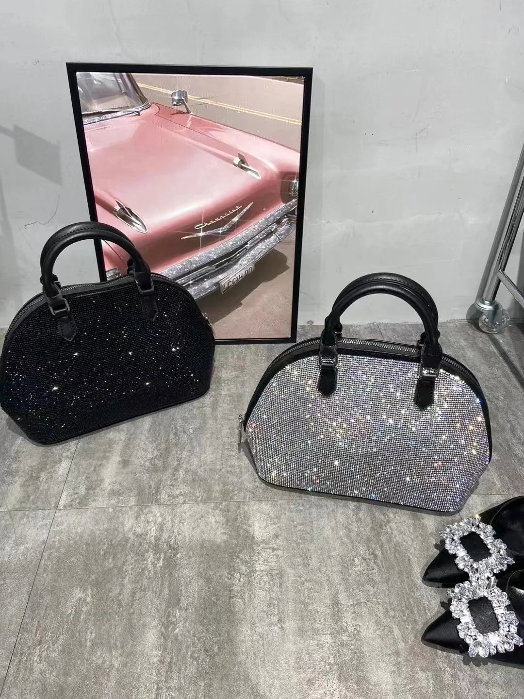 Luxury Crystal Shiny Rhinestone Diamond Bucket Bag Female Bling Evening Bag Lady Purse Women's Handbag Shoulder Messenger Bag