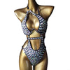 Rhinestones Bathing Suit for Women Cut Out Swimwear Backless Swimming Suit