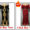 Customized Long Black Dresses Velvet Sequins Embroidered Chest Wrapped Puff Sleeve Dress Classy Ladies Spring Fall Party Celebri