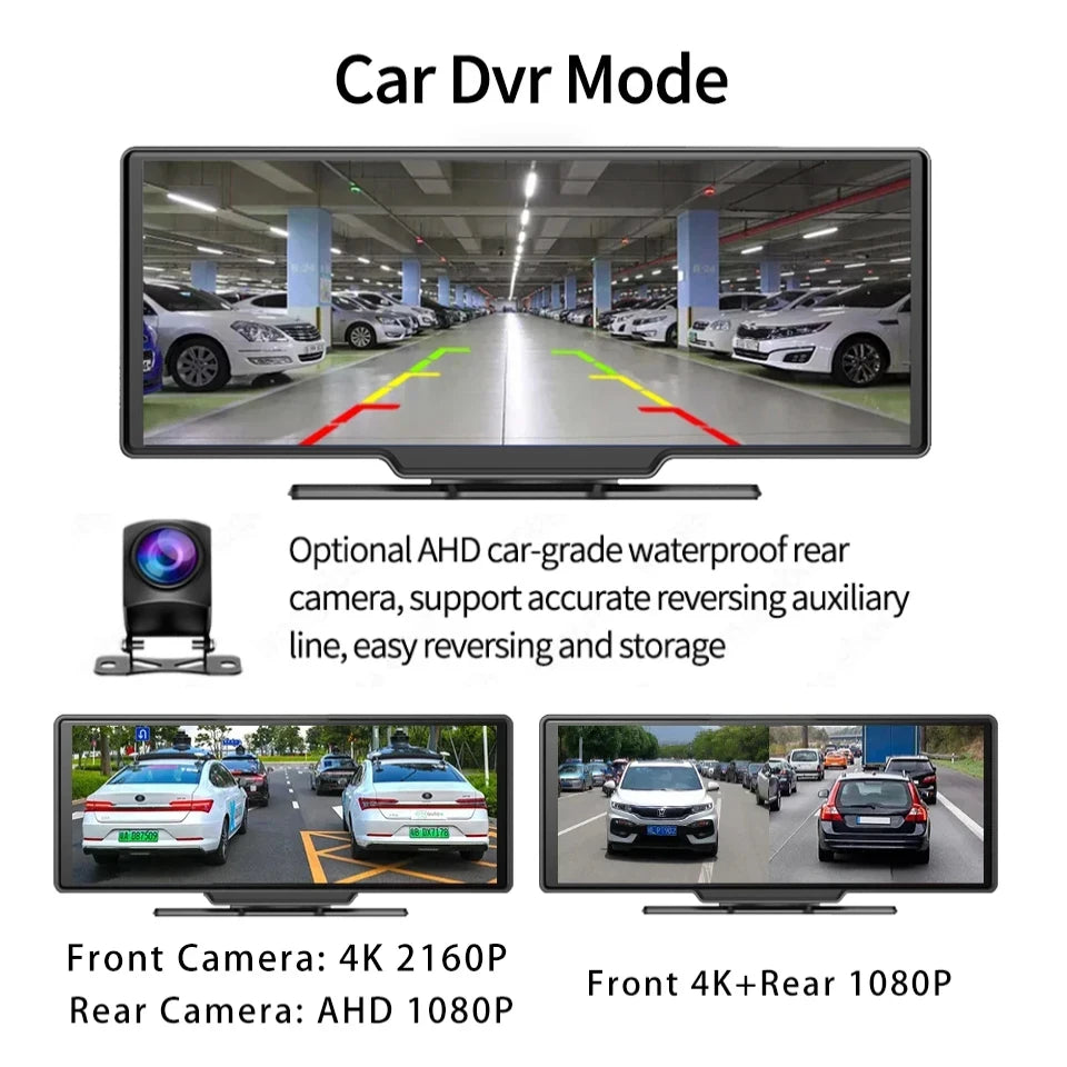 10.26“  Dash Cam 4K 3840*2160P Car Dvr Carplay Android Auto GPS 5G WIFI  Stream RearView Mirror Dashcam Camera Drive Recorder FM