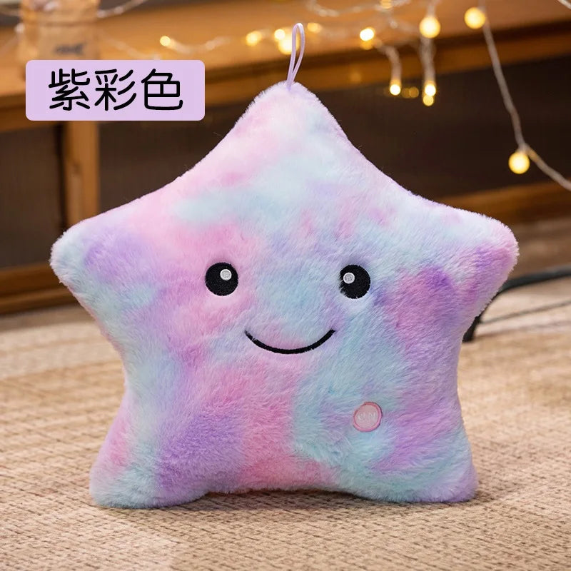 24*22CM Luminous Five-pointed Star Plush Toys Glowing Star Stuffed Soft Doll Pillow Nice Halloween Xmas Gifts