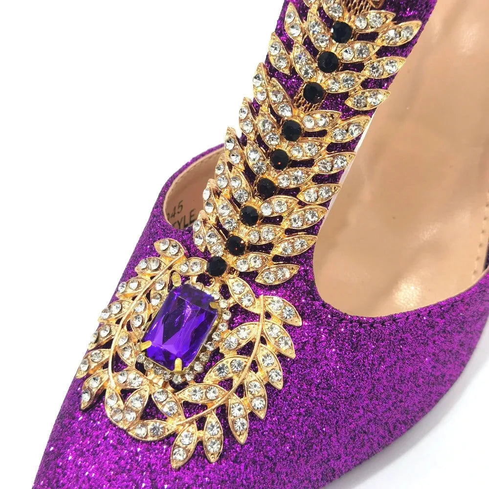 Spot Goods Red Color 2024 New Arrival Special Design Women Party Shoes Matching Bag Set For Luxury Wedding Party Women