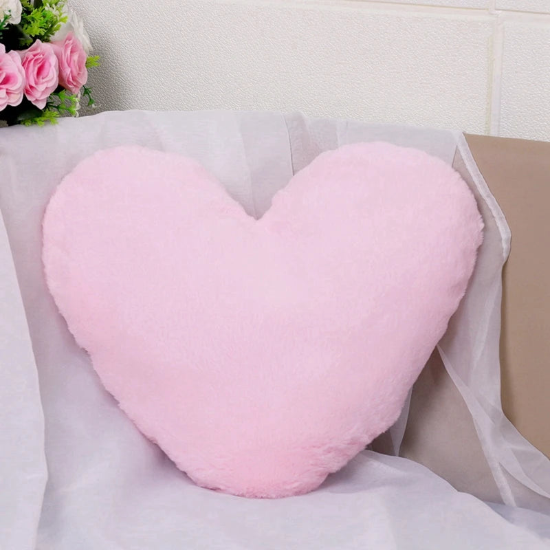 Faux Rabbit Fur Heart Pillow Decorative Pillows Plush Love Heart Shaped Fluffy Throw Pillow Cushion Valentine's Day Gifts 12/17"