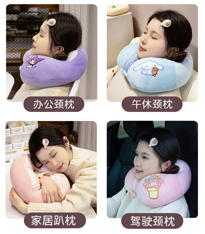 Lovely Kuromi My Melody U-shaped Neck Pillow Kawaii Japanese Style Cinnamoroll Travel Nap Pillow Skin Friendly Thickened Girl