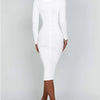 Autumn and Winter Women Sexy Bodycon Dress Square Neck Long Sleeved Ladies Evening Dresses