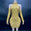 High Quality Sparkling Rainestone Sexy Bodycon Mini Dress Birthday Celebrate Evening Party Dress