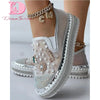 Big Size 43 Brand New Ladies Platform Loafers Fashion Rhinestonen Pearl Solid women's Sneakers Casual Spring Autumn Women Shoes