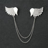Fashion Gentleman Tassel Brooch For Men Suit Shirt Collar Triangle Wings Chain Lapel Pin Metal Retro Wedding Accessories