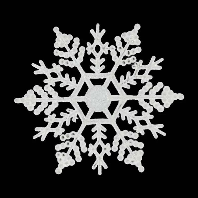 Pack Of 24/12/6 Pieces Snowflakes For Christmas Tree Decoration Blue Snowflakes With Bright Powder Winter New Year Hanging Decor