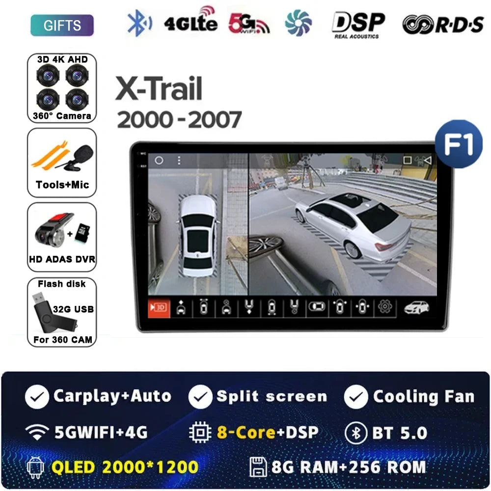 Android 14 Carplay Auto For Nissan X-Trail X Trail X - Trail 1 T30 2000 - 2007 Car Radio Multimedia Video Player Navigation GPS